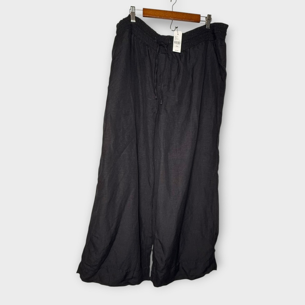 NWT Lane Bryant Linen Blend Wide Leg High Rise Black Pants NEW Plus Size 22/24